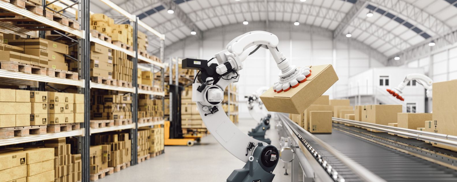 Robot ayudando en instalaciones de embalaje 