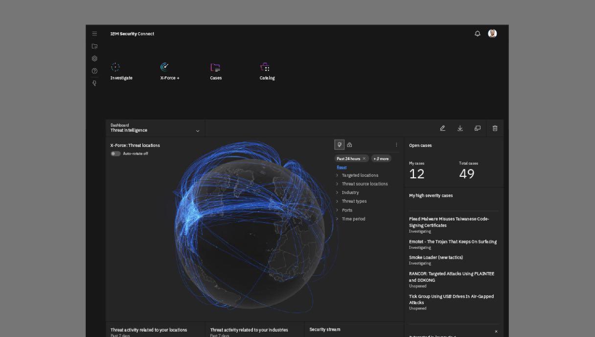 A dashboard view of IBM Security Connect.