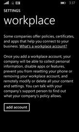 Workplace Settings screen