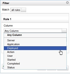 choosing a column for the filter
