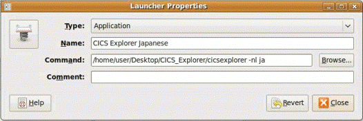 Launcher Properties window