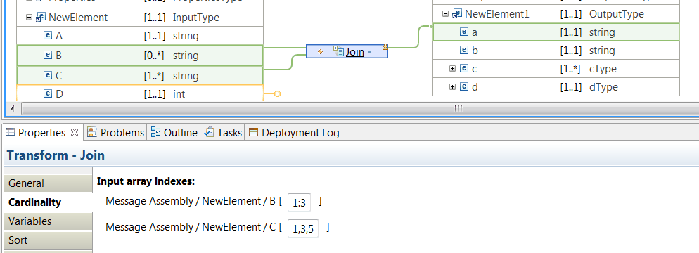 This figure shows the Cardinality tab of the Join transform properties.
