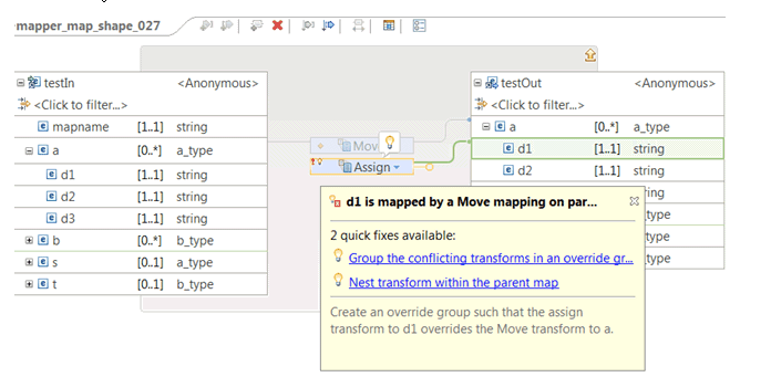 graphical data map showing override group option