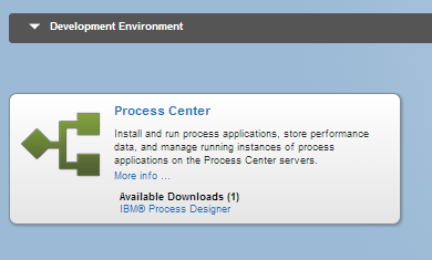 The Process Center component in the Development Environment