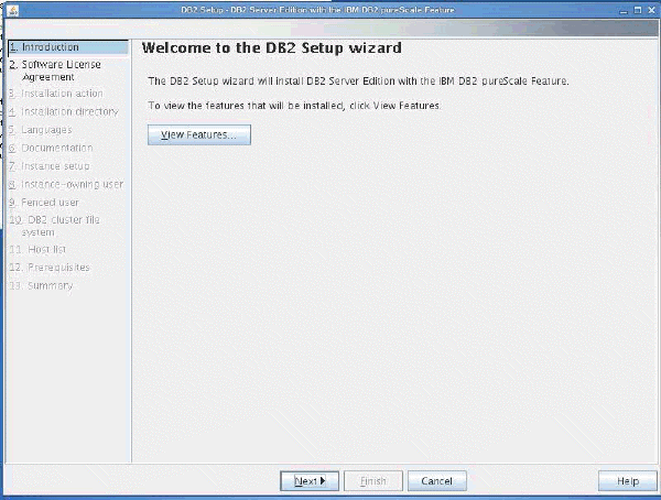 A view of the DB2 Setup wizard Welcome Panel