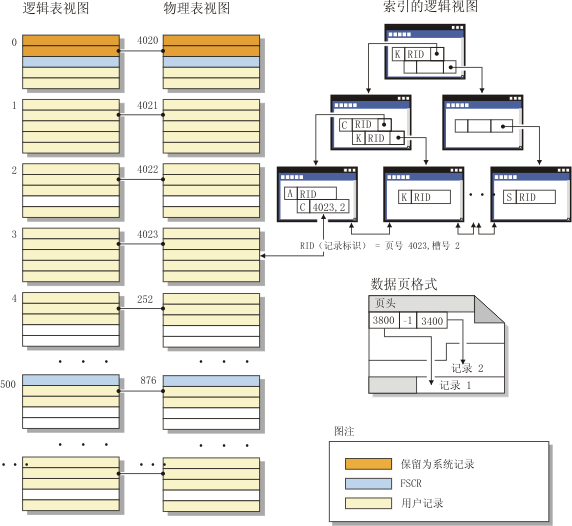 此图显示标准表的逻辑表、记录和索引结构