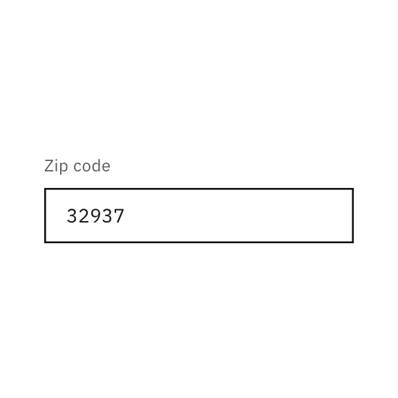 blue bounding box around input field with Zipcode label above on white background