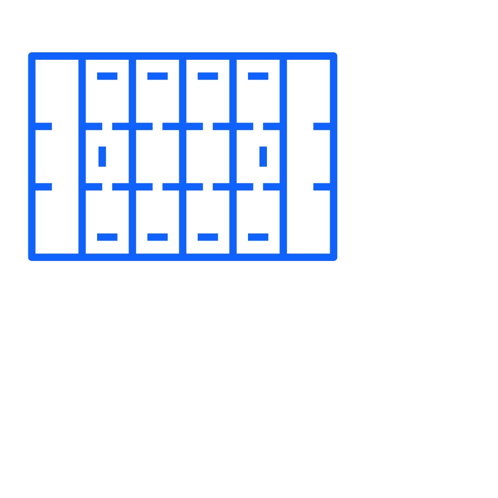 Image of a blue square with white painted details