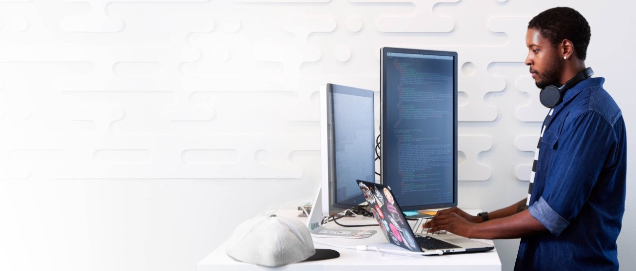 A man working in his setup 