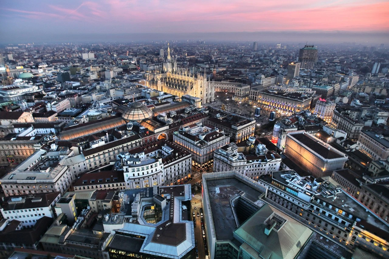 Areal view of city in Italy