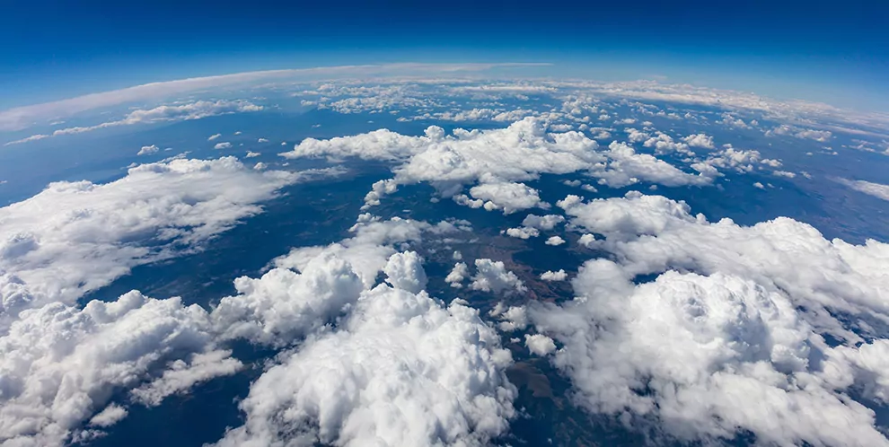 View of clouds from above