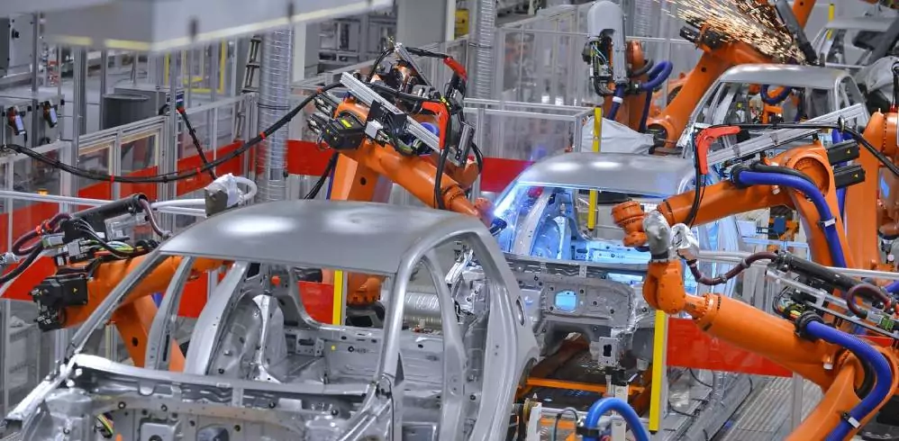 Assembly line in an auto plant