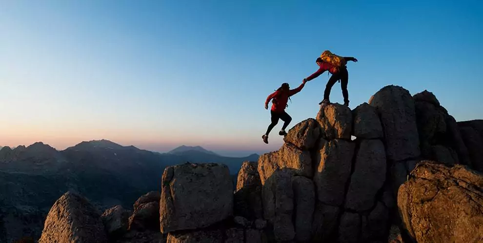two people on mountain