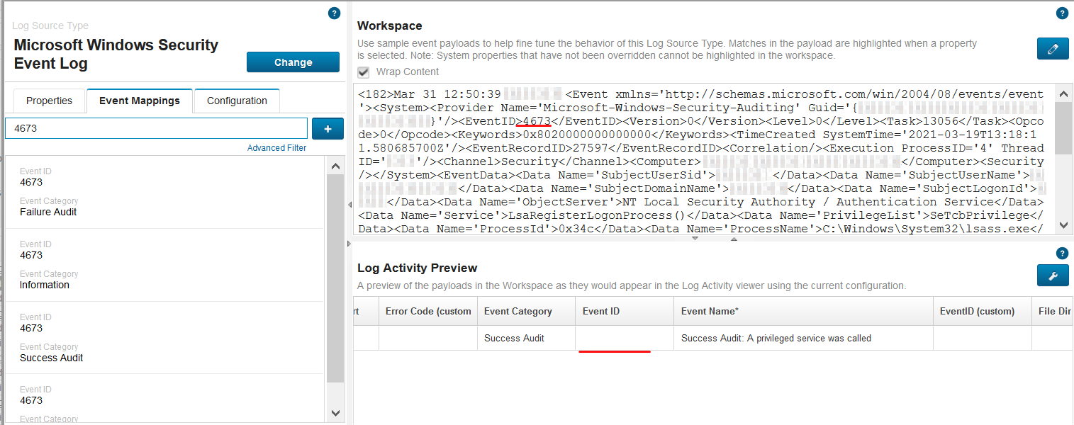 EventID in the DSM Editor not displaying as expected, but parses fine in the Log Activity tab.