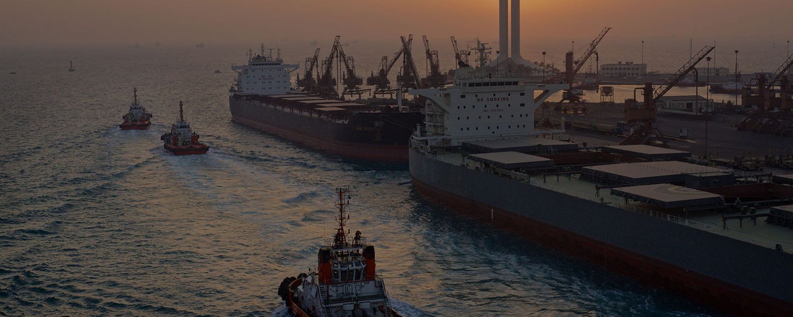 Tugs and freighter boats, Jeddah harbor, Saudi Arabia