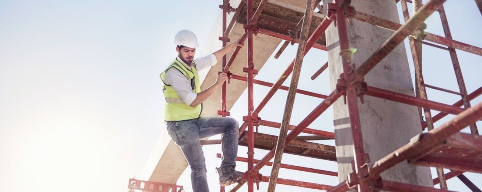 Worker on a scaffold