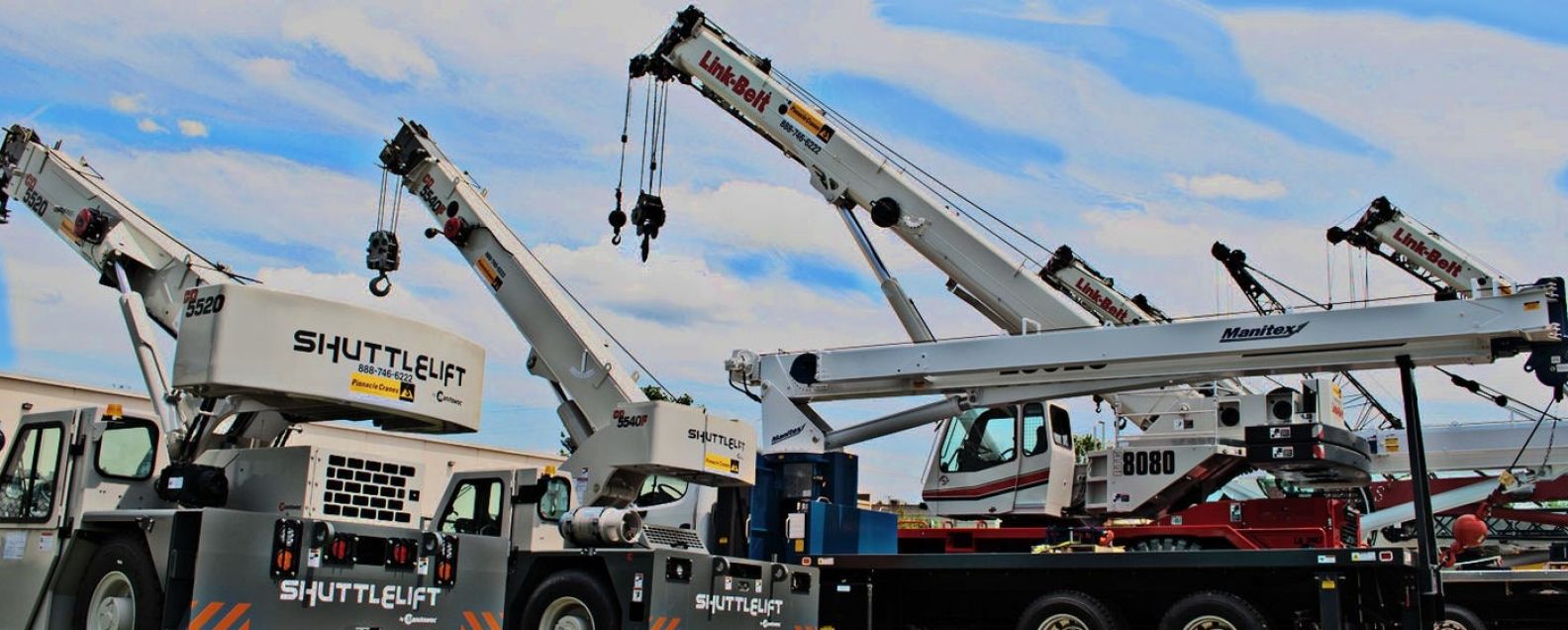 Fleet of cranes and lifts for purchase or rental