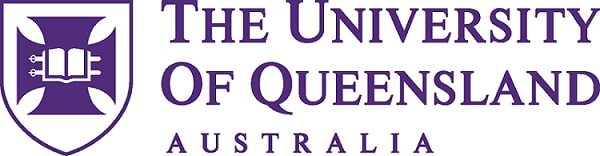 Logotipo de la Universidad de Queensland Australia con escudo en color violeta