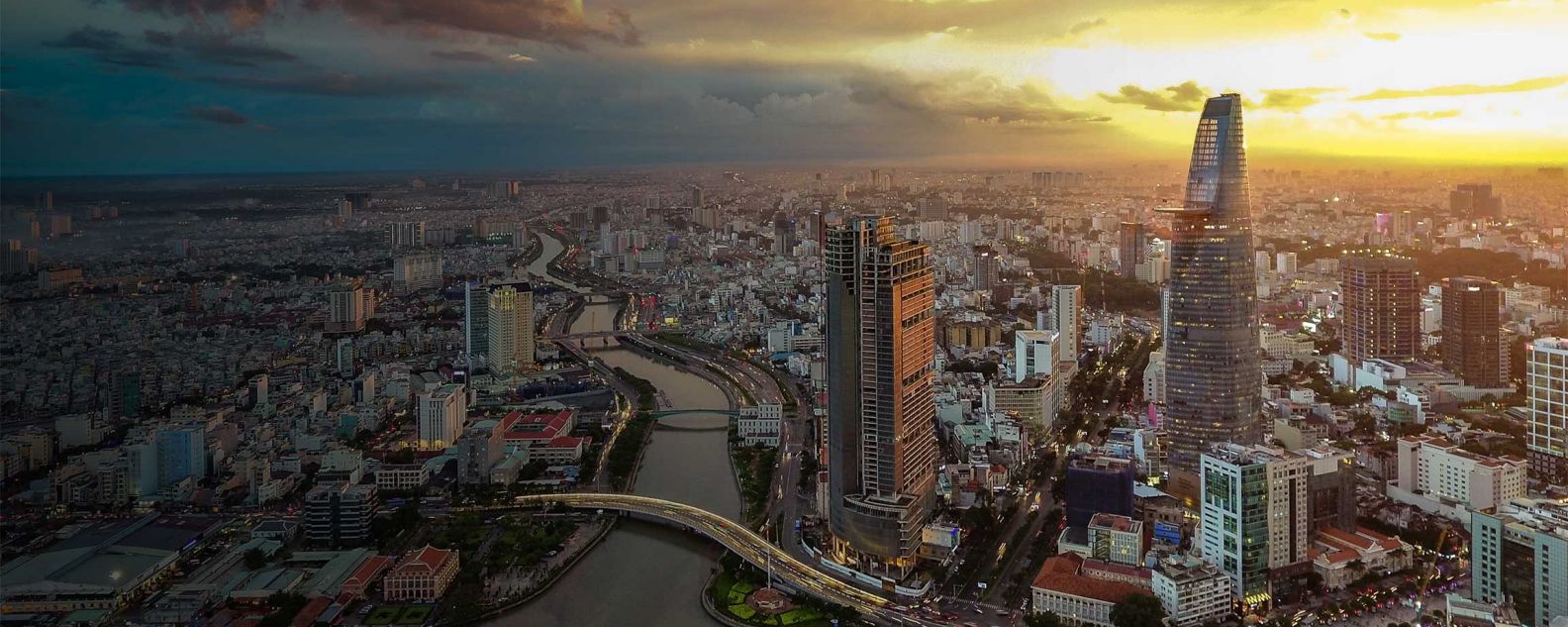 ベトナム・ホーチミン市の空からの眺め
