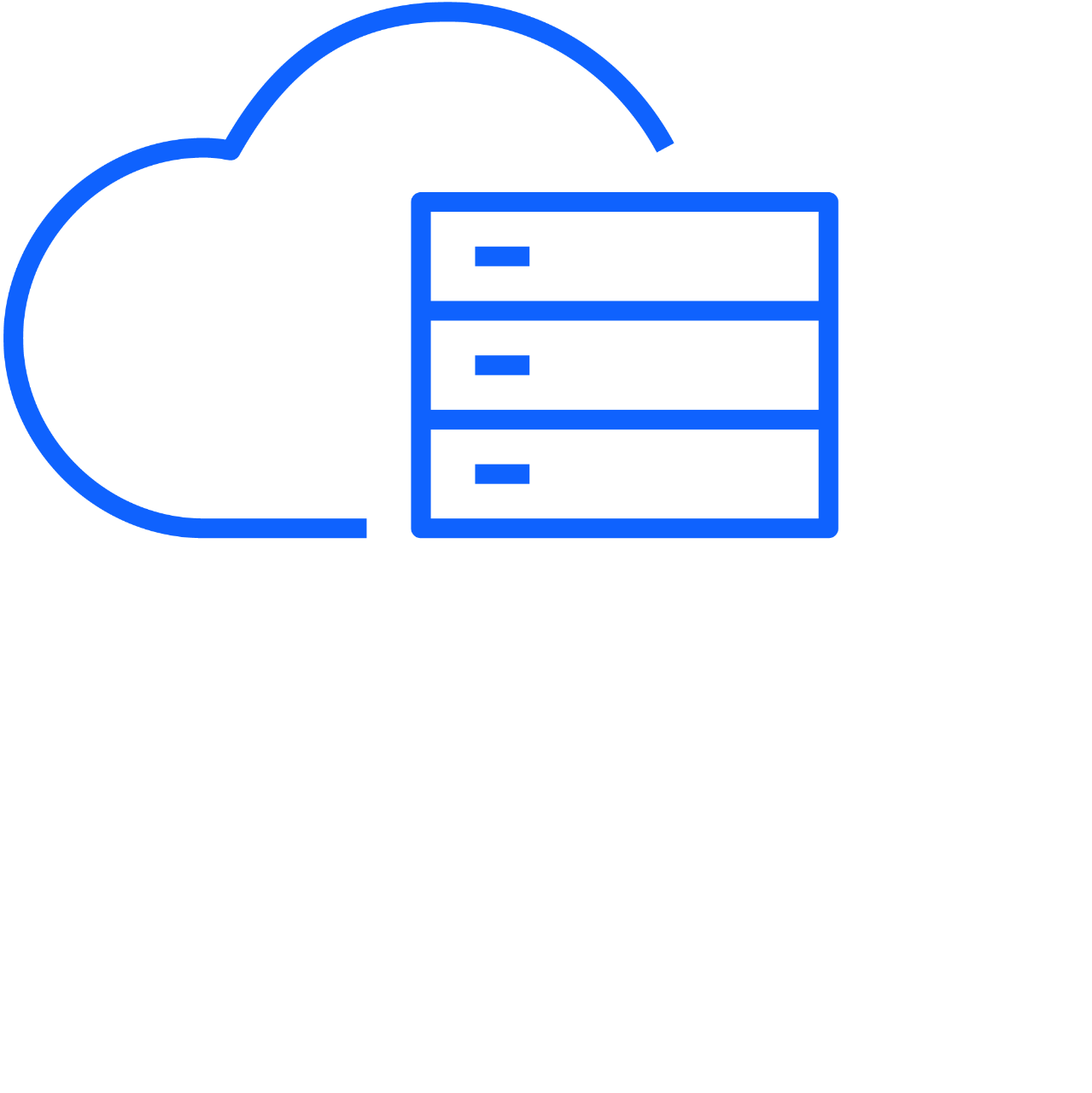 Illustration of a cloud with servers in front of it representing hybrid cloud