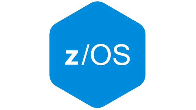 z/OS text inside hexagonal blue shape