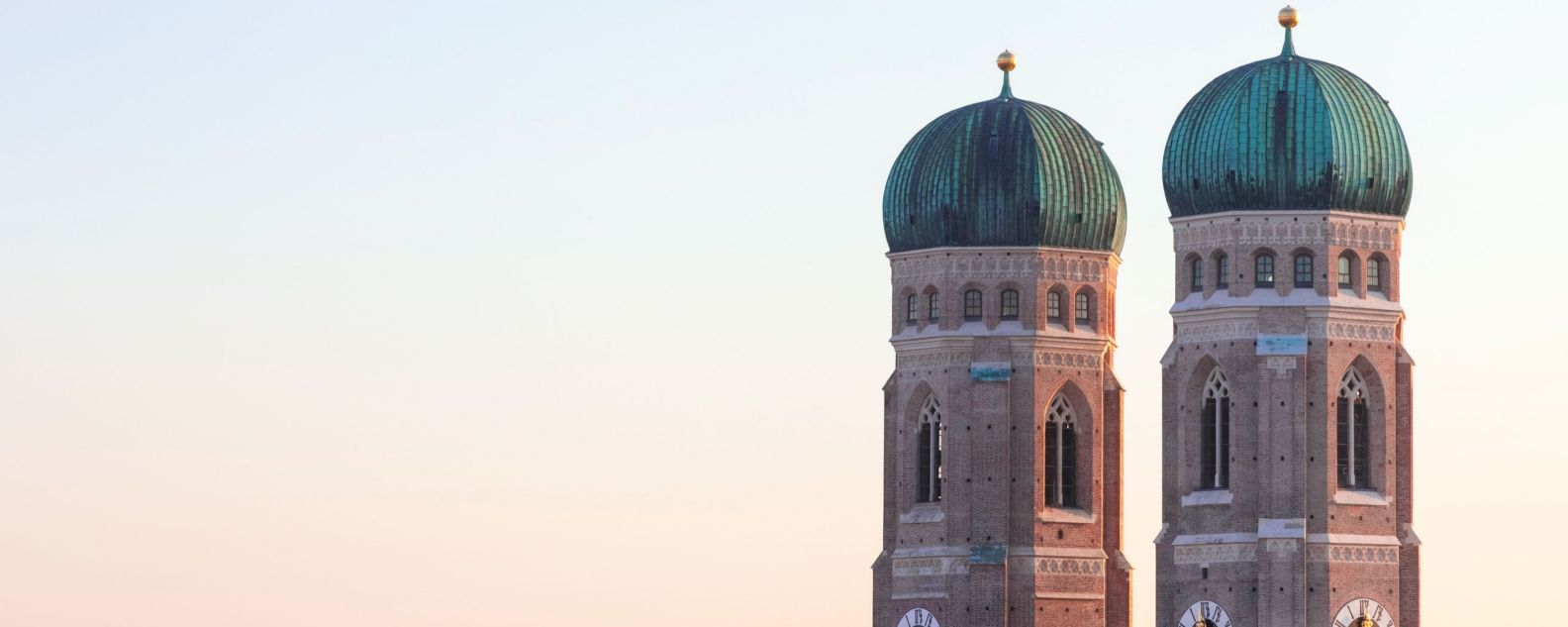view of the twin domes of the Frauenkirche church in Munich, Germany