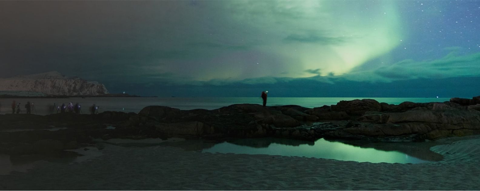 カナダ西海岸で海を眺める人