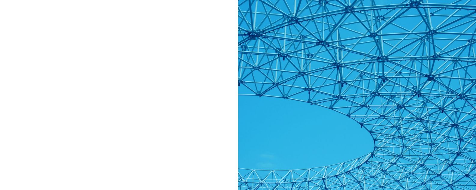 Metal geometric structure with a blue sky background