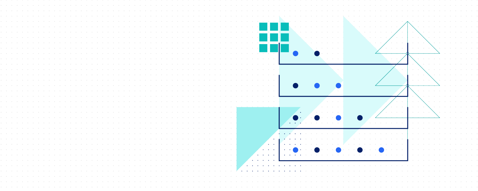 Ilustración que muestra capas de puntos, triángulos y rectángulos