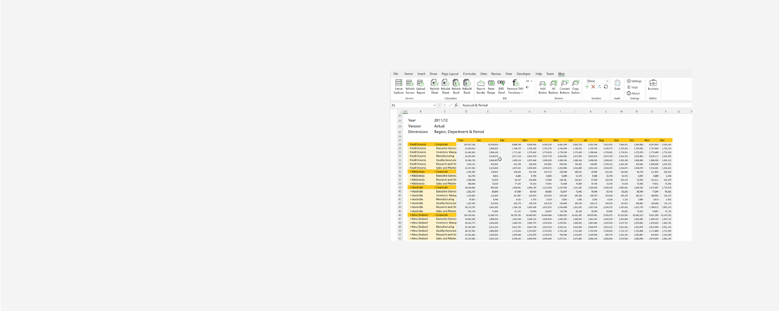 Screenshot showing accounting Excel sheets