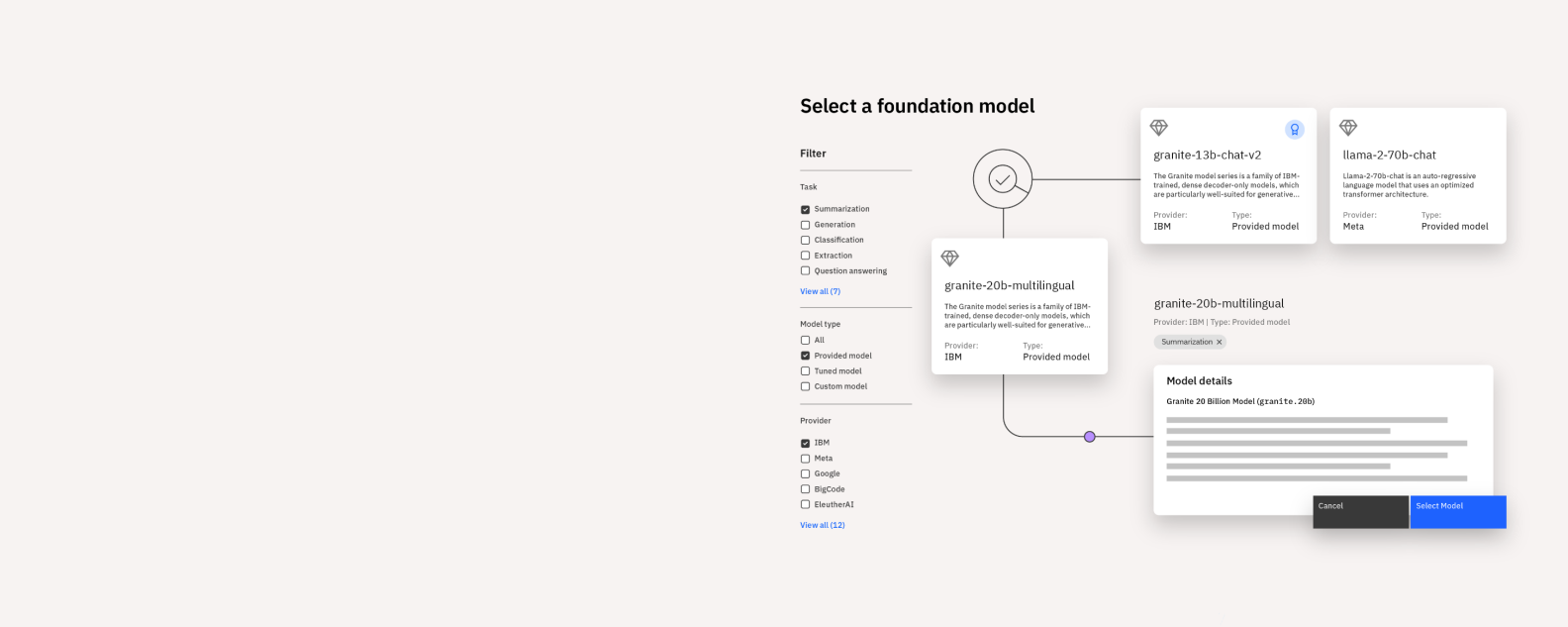 Product screenshot of watsonx.ai foundation models 