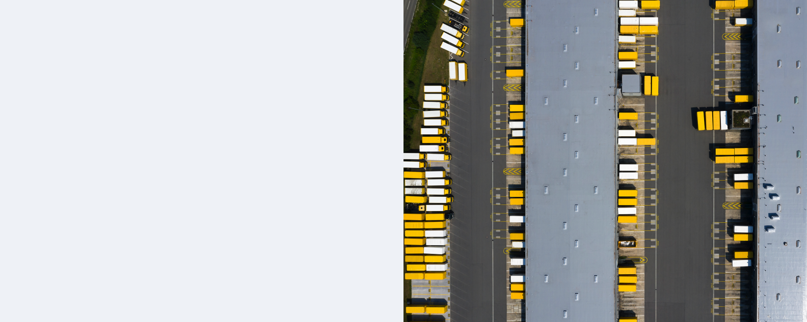 Overhead view of delivery trucks