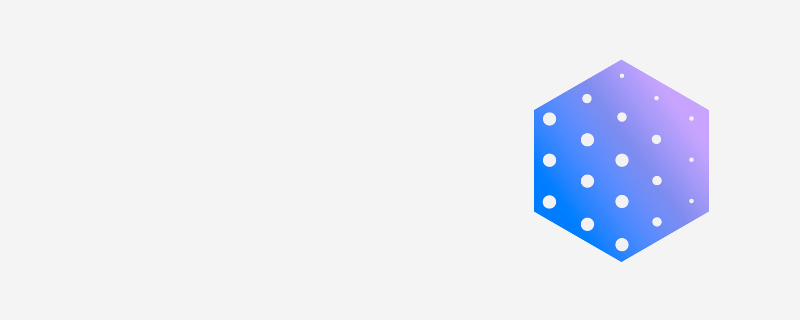 forma hexagonal azul preenchida com círculos brancos de vários tamanhos