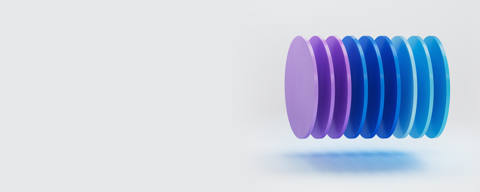 Illustration of purple, blue, light blue discs stacked horizontally