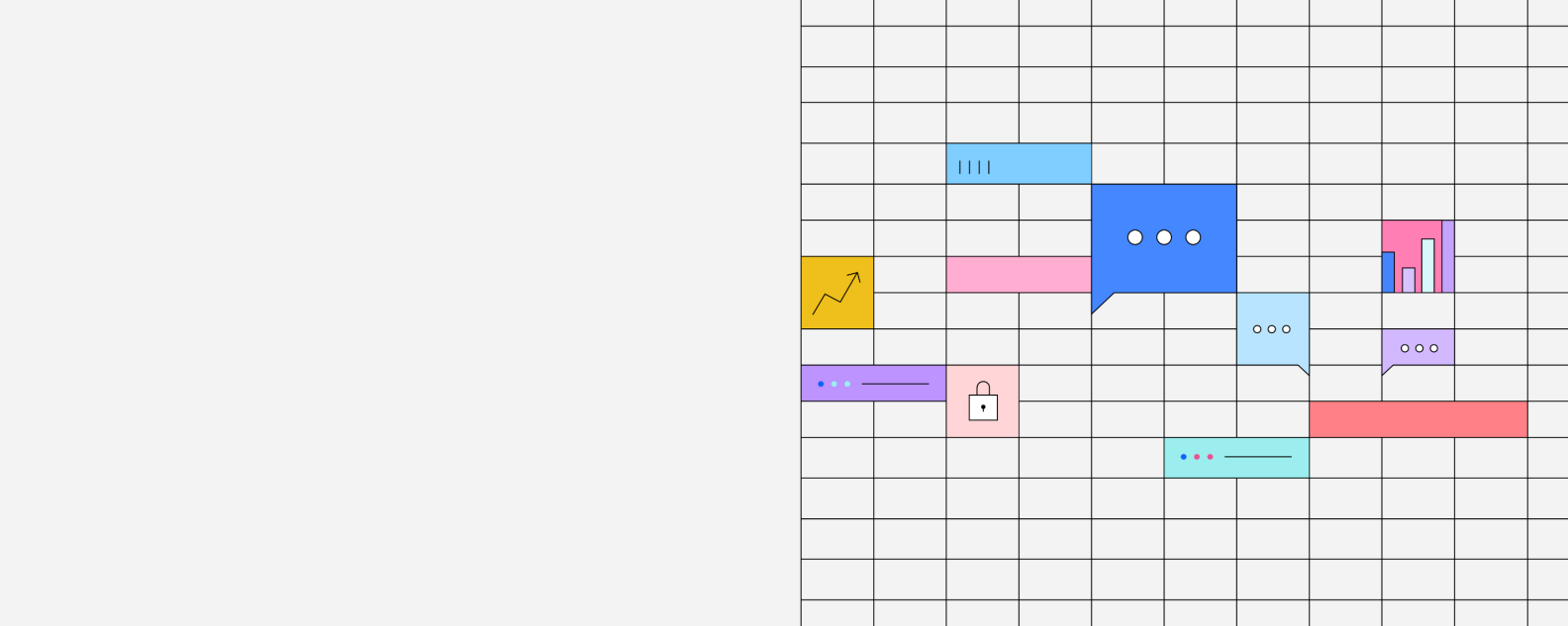 A series of lines and colored boxes