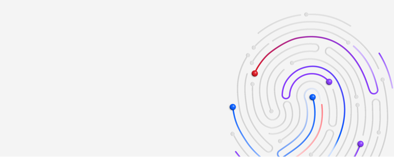 潜在的なサイバー脅威を示す赤、青、紫の渦巻きのある拇印の図
