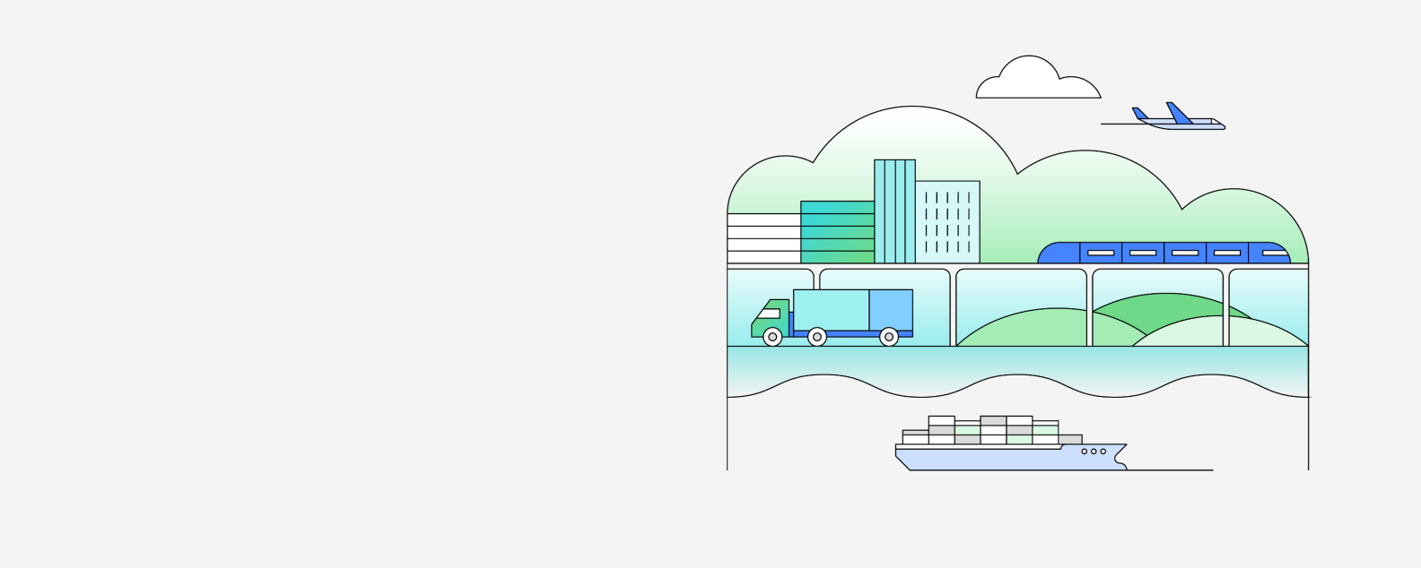 Graphic illustration representing transportation asset management with the IBM Maximo Application Suite
