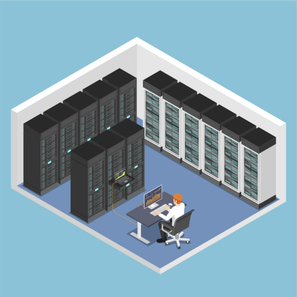 Ilustración de un centro de base de datos