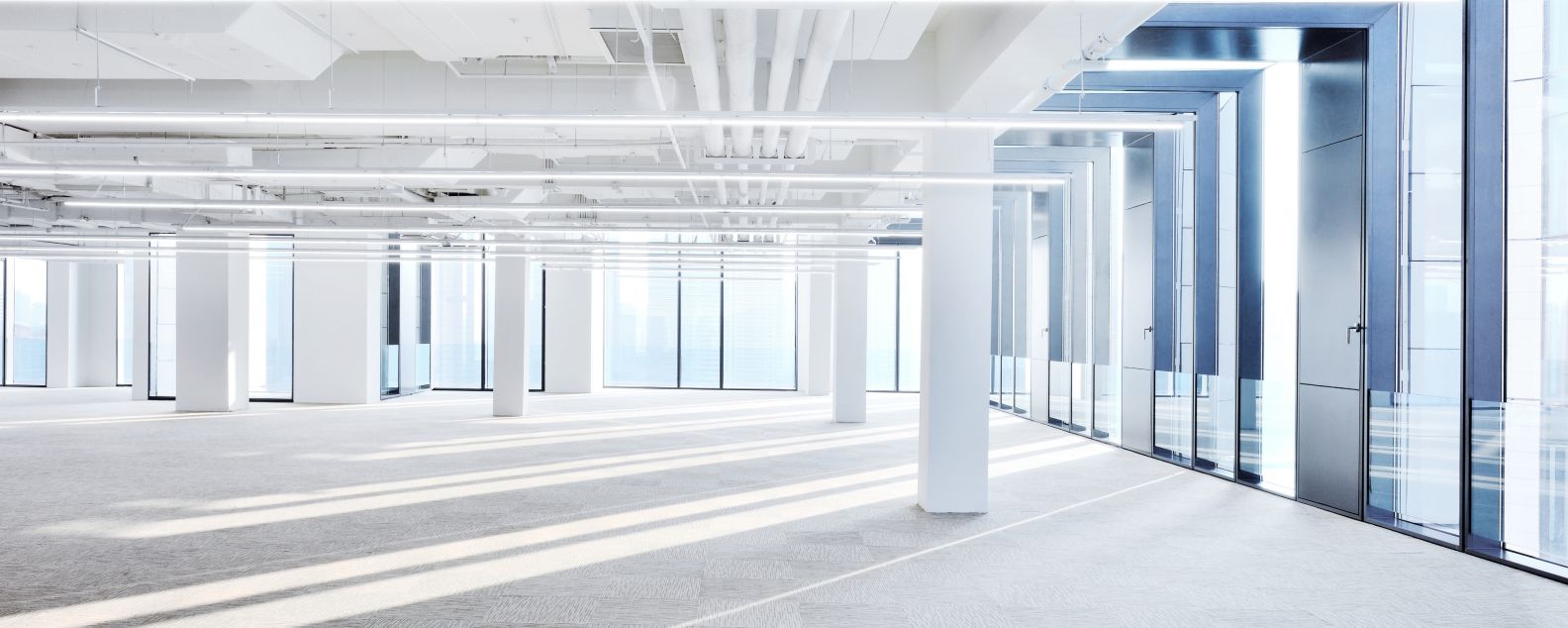 Empty interior of a large modern office 