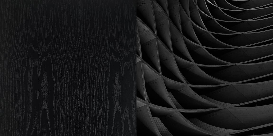 Close-up and in-use examples of blackened wood