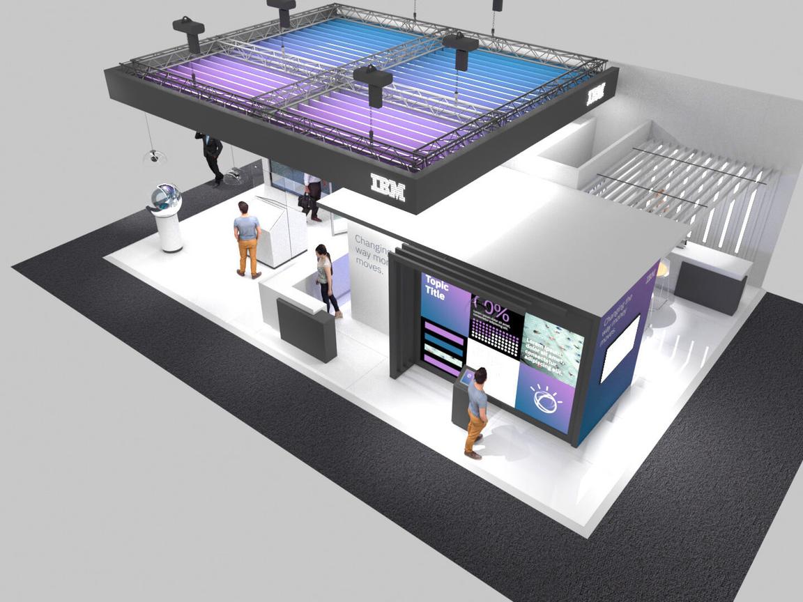 Rendering of event space with color accents