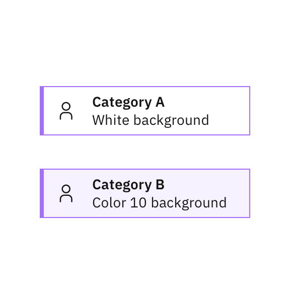 Don’t rely on background fills to differentiate between categories of elements.