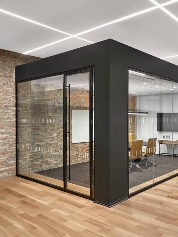 wood floor in hallway outside meeting room