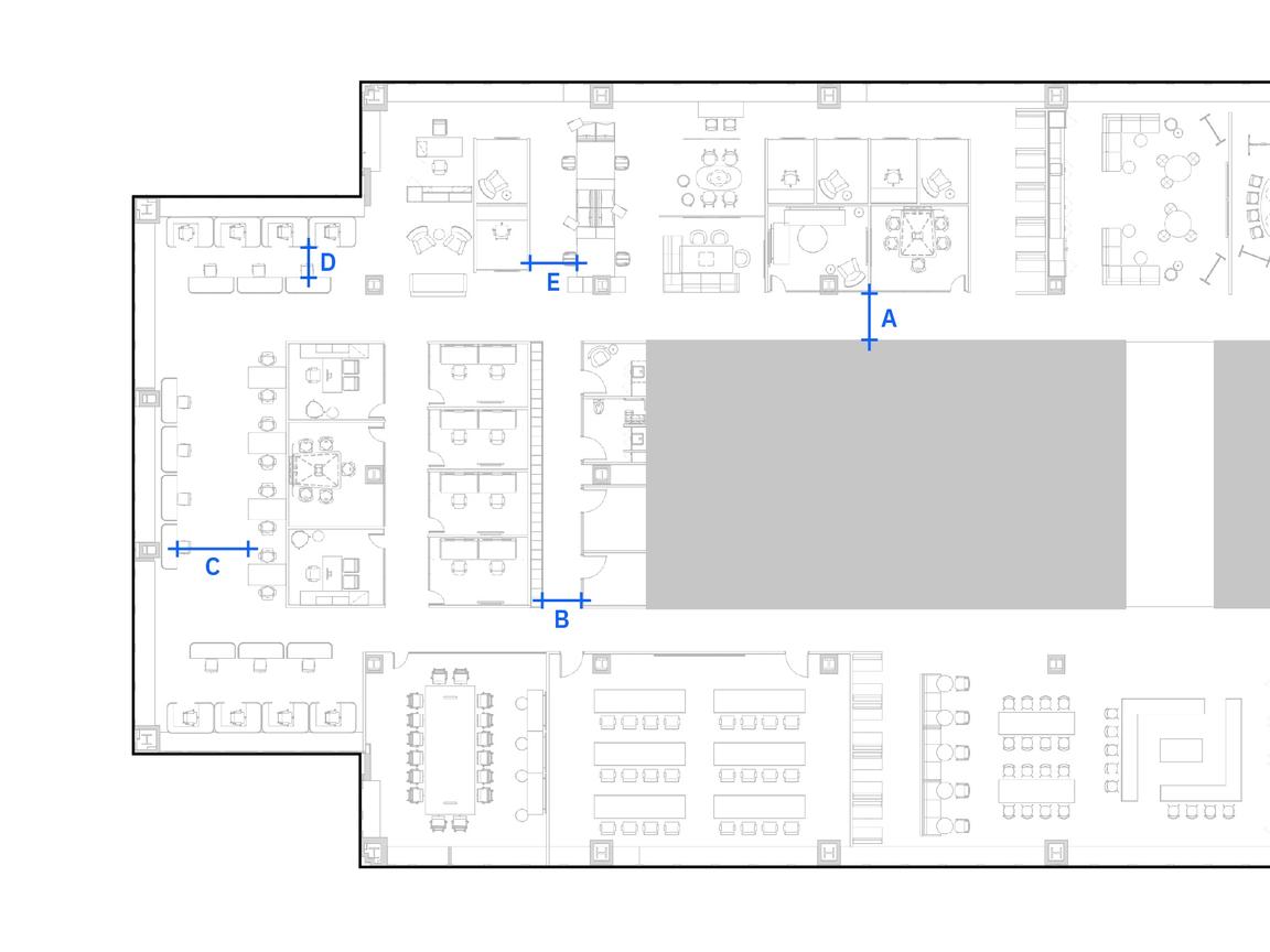 floorplan with labeled callouts for minimum and ideal clearance