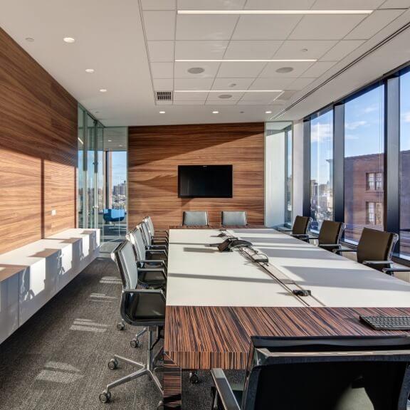acoustic ceiling over conference table