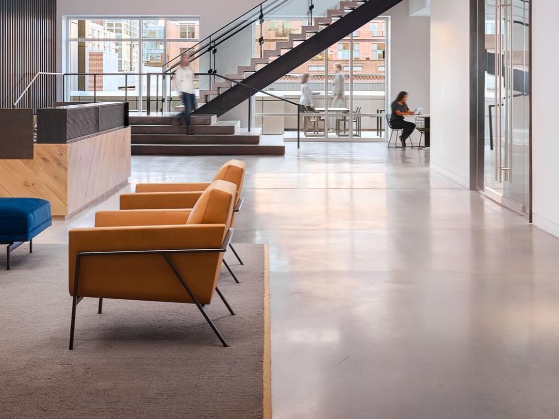 polished concrete flooring in hallway