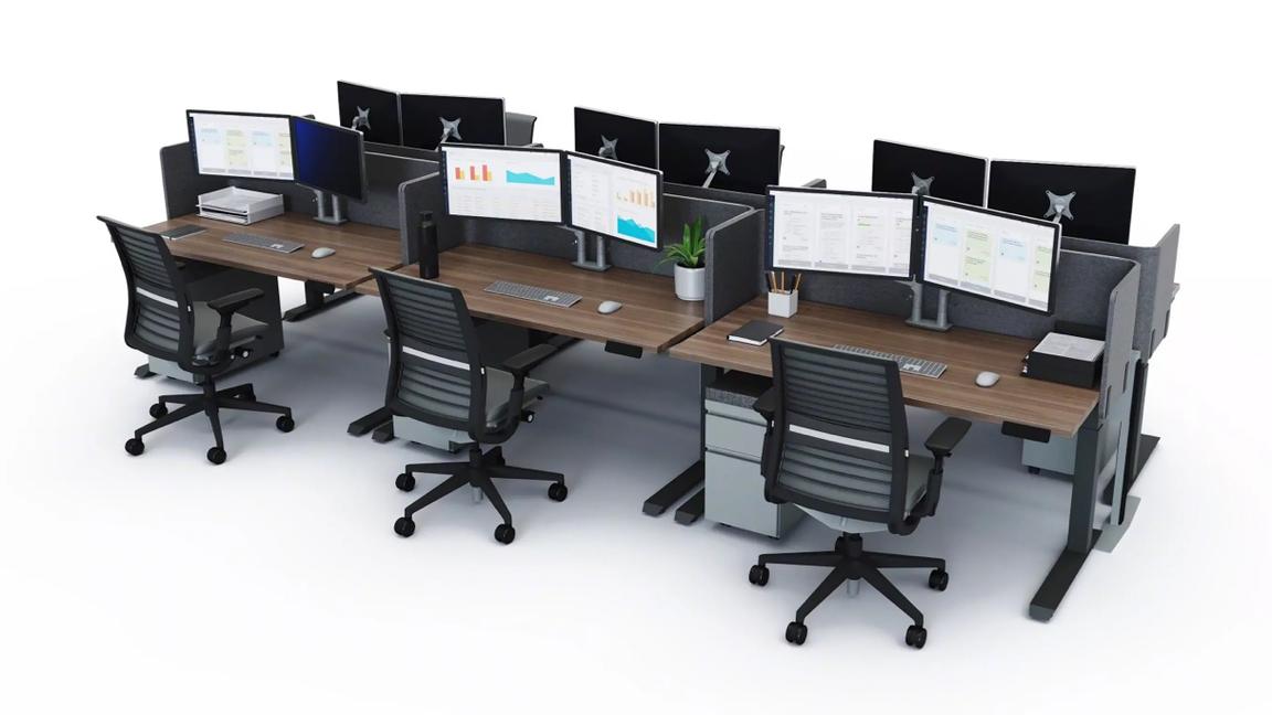 workstation with six workpoints and erognomic seating for longer tasks