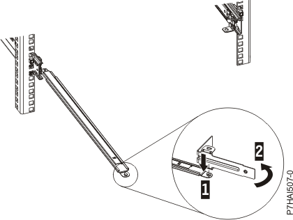 graphic of cable-management stop bracket secured to the support arm
