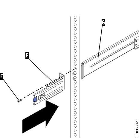 Attaching the cable-management bracket to the rear-left rail