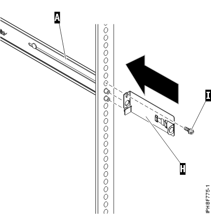 Attaching the cable-management support bracket to the rear-right rail